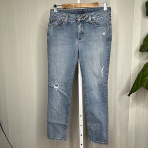 NYDJ Jeans Ankle Straight Leg Distressed Blue Mid Rise Size 6P